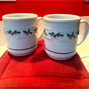 Two Longaberger Christmas coffee cups.